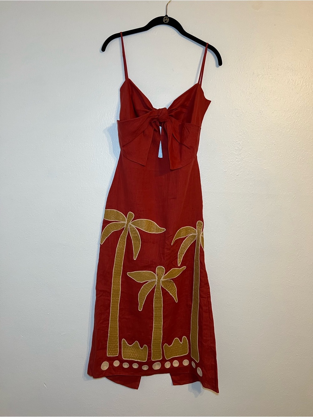 Johanna Ortiz Calm Wind midi dress embroidered size 4 linen - Picture 3 of 10